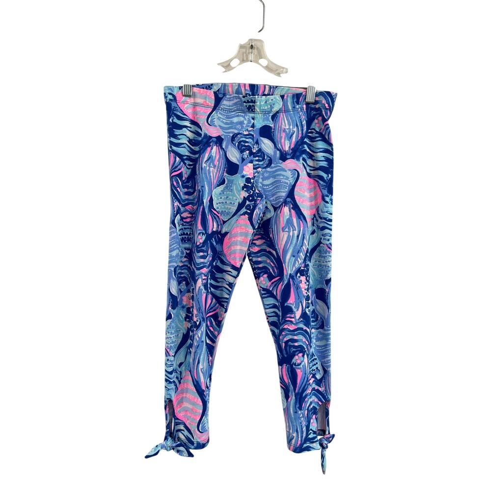Lilly Pulitzer Girls Blue Pink Tropical Print Leggings XL 12-14